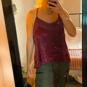 Maroon dressy tank with lace detailing